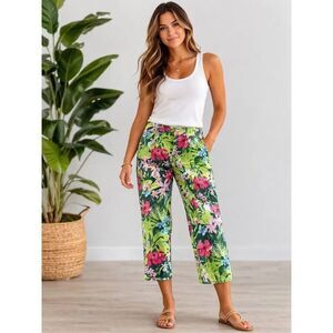 Tommy Bahama Tropical Crop Pants Womens 14 Ella Twill NWT
